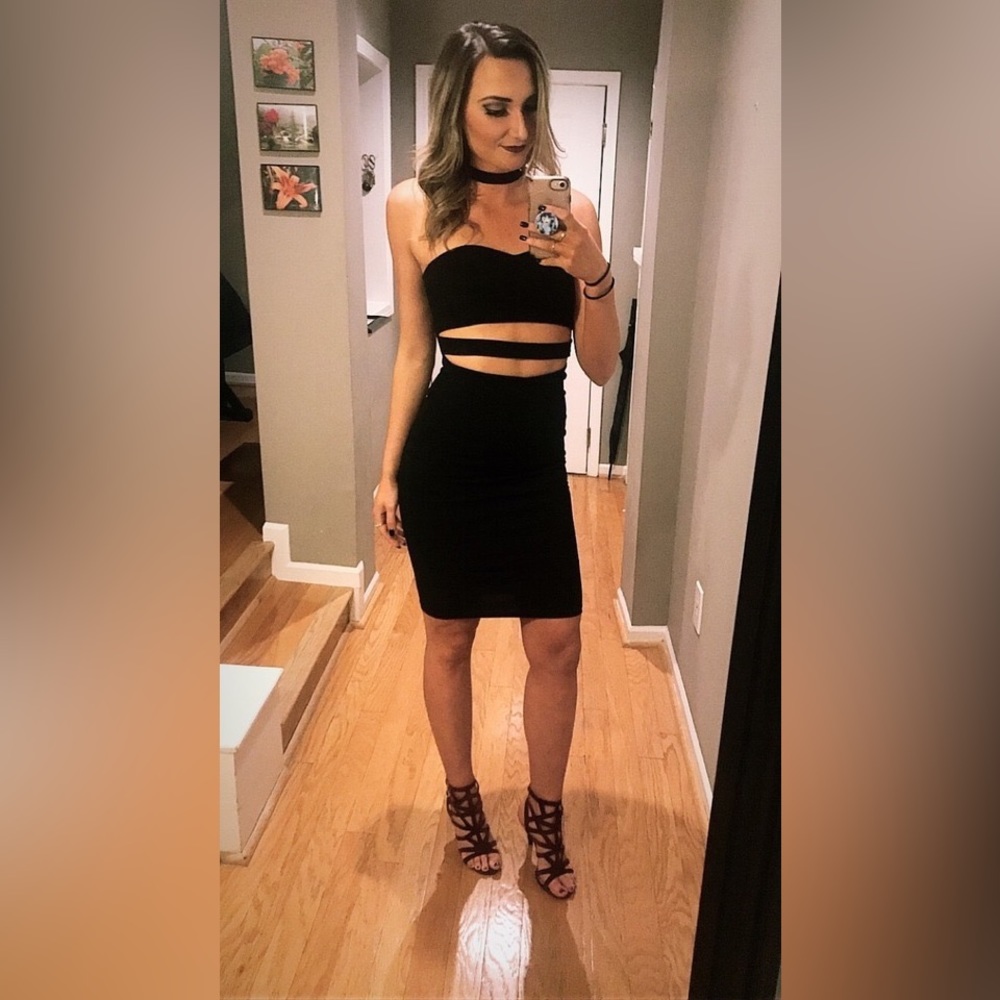 Black Midi Cutout Dress